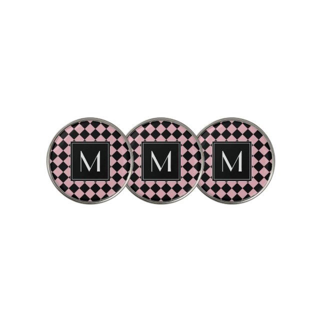 Ladies Golfer Monogram Pink Golf Ball Marker (3 Up)