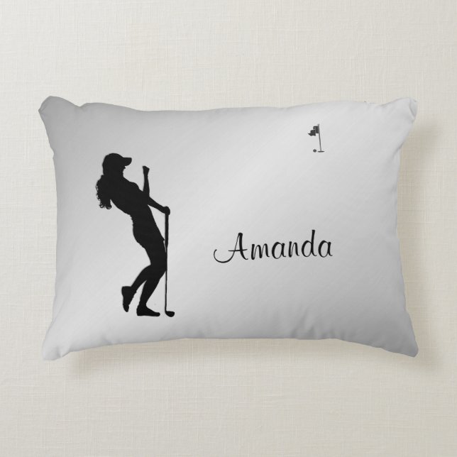 Ladies Golfer Personal  Accent Pillow (Front)