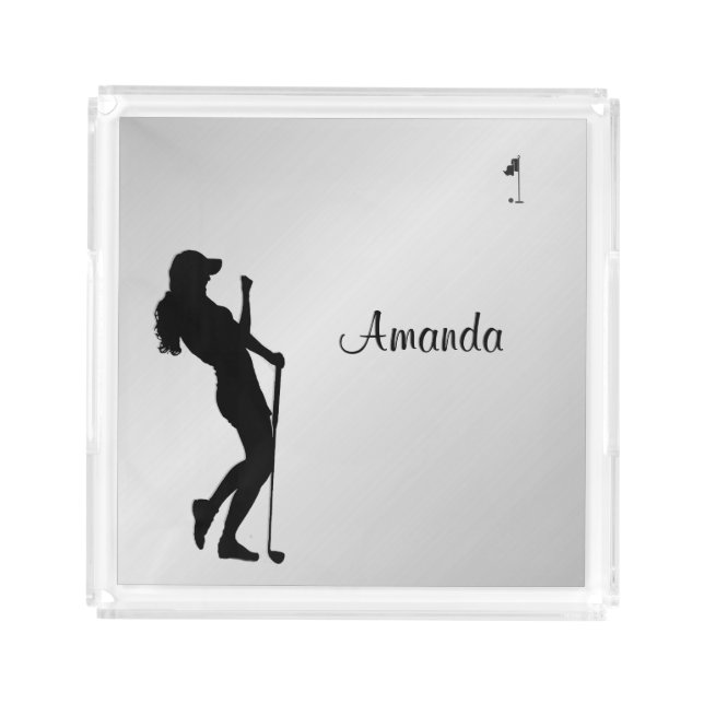Ladies Golfer Personal  Acrylic Tray (Front)