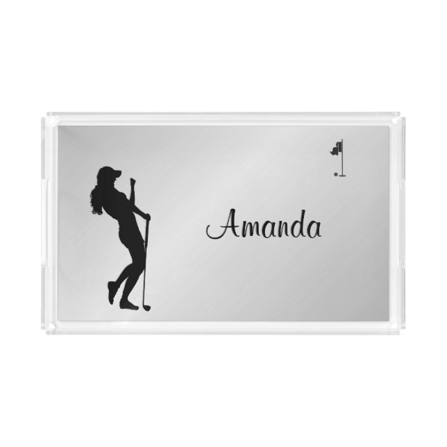 Ladies Golfer Personal  Acrylic Tray (Front)