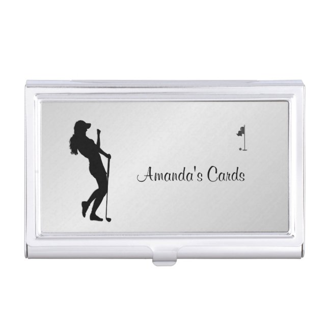 Ladies Golfer Personal Business Card Case (Front)