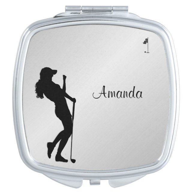 Ladies Golfer Personal  Compact Mirror (Front)