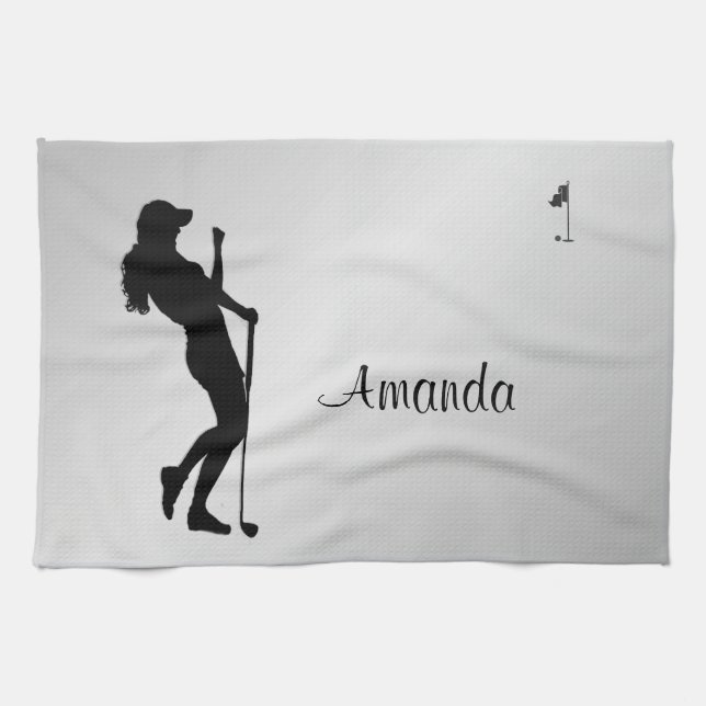 Ladies Golfer Personal  Kitchen Towel (Horizontal)