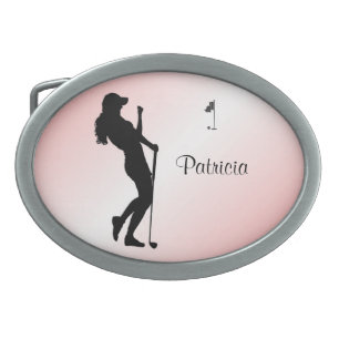 Ladies Golfer Personal Pink Belt Buckle