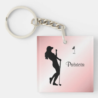 Ladies Golfer Personal Pink Keychain