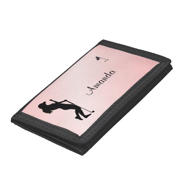 Ladies Golfer Personal Pink Trifold Wallet (Bottom)