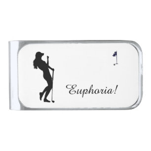 Ladies Golfer Personal Silver Finish Money Clip