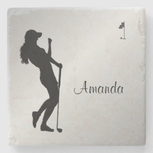 Ladies Golfer Personal Stone Coaster