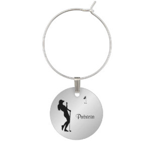 Ladies Golfer Personal Wine Charm