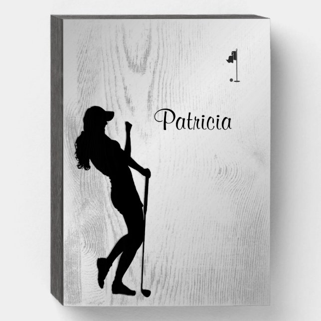 Ladies Golfer Personal  Wooden Box Sign (Front Vertical)