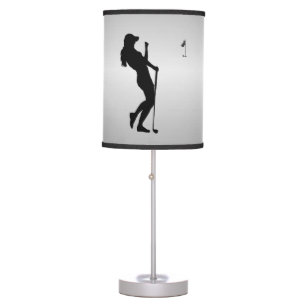 Ladies Golfer Silver Table Lamp