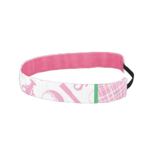 Ladies Golfing Pink Green White Preppy Athletic Headband