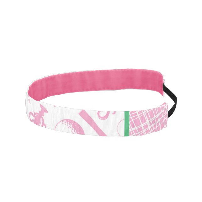 Ladies Golfing Pink Green White Preppy  Athletic Headband (Right)