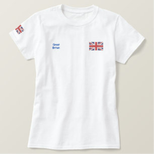 Ladies Great Britain British Flag Embroidered Shirt