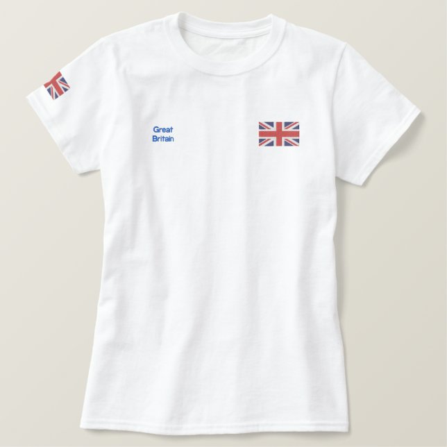 Ladies Great Britain British Flag Embroidered Shirt (Design Front)