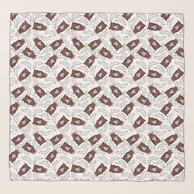 "Ladies Groundhog Day Chiffon Scarf" Scarf (Front (Horizontal))