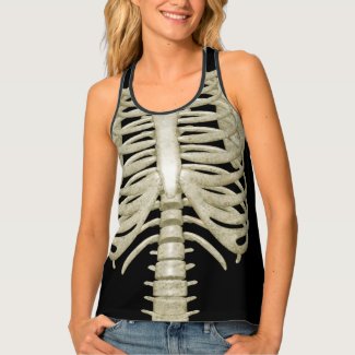 Ladies Halloween Party Costume Skeleton Ribs Tank Top