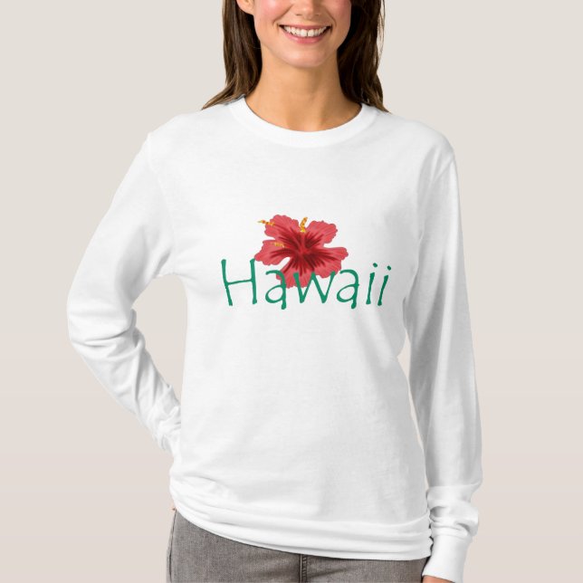 Ladies Hawaii hibiscus flower hoodie T-Shirt (Front)