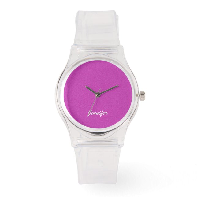 Ladies Hot Pink and Purple Personalized Name Wrist Watch (Front)