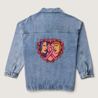 Ladies In A Heart Breast Cancer Awareness   Denim Jacket