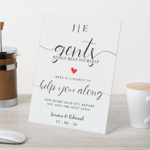 Ladies Kindly Help Yourself Black White Minimalist Pedestal Sign