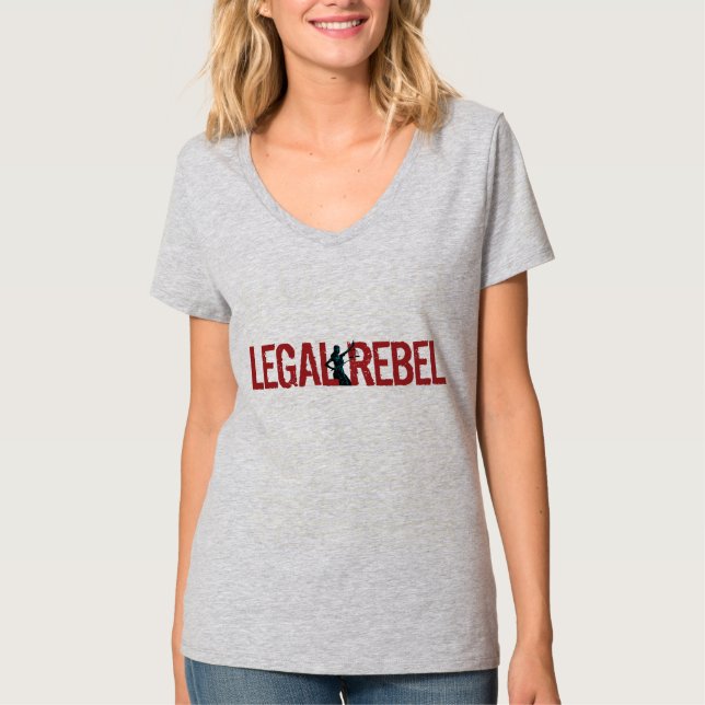 Ladies Legal Rebel Wide Red Logo V-Neck Tee (Front)