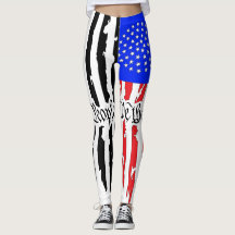 Ladies Leggings Black and White and Color Flag