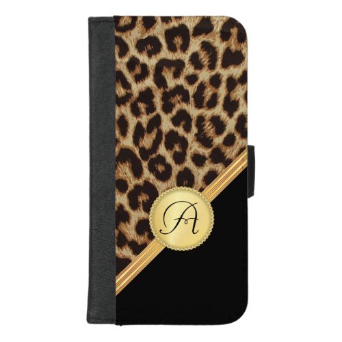 Ladies Leopard Print with Monogram iPhone5 iPhone 87 Plus Wallet Case