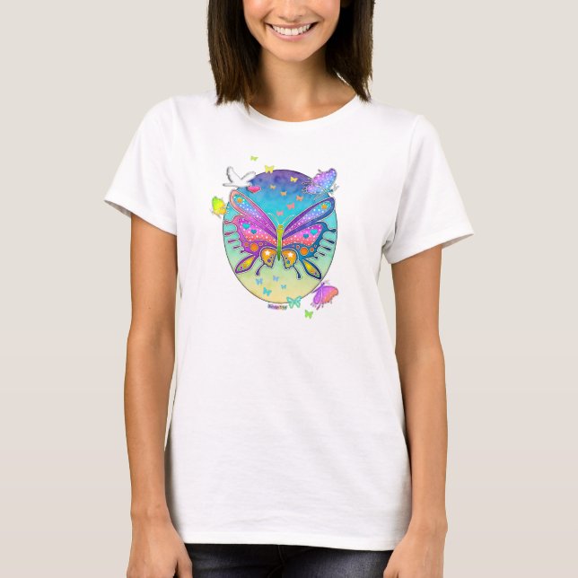 Ladie's Light T-Shirt - BUTTERFLY POP ART (Front)