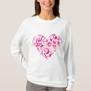 Ladies Long Sleeve Shirt With Red Decorative Heart by Taniastore at Zazzle