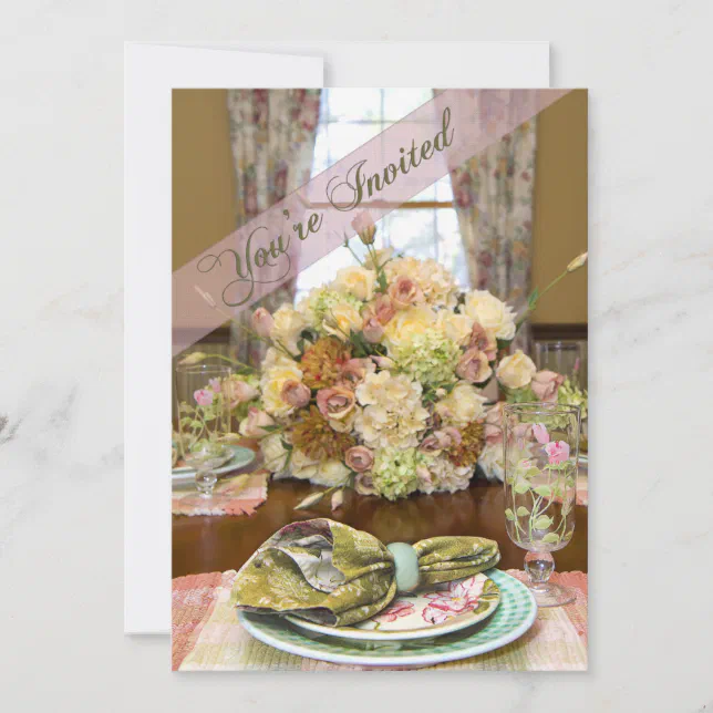 Ladies Luncheon Invitation (Floral Table Setting) | Zazzle