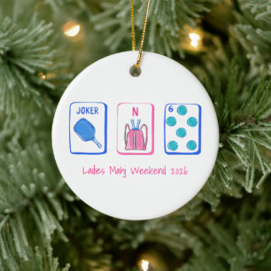 Ladies Mahj Weekend Pickleball Mahjong Custom Ceramic Ornament