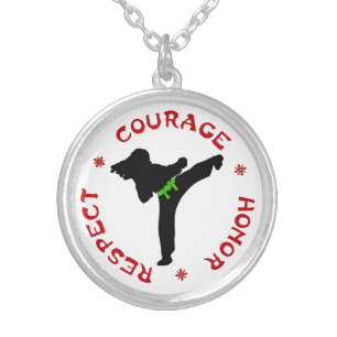 Ladies Martial Arts courage honor respect necklace