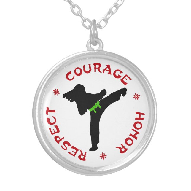 Ladies Martial Arts courage honor respect necklace (Front)