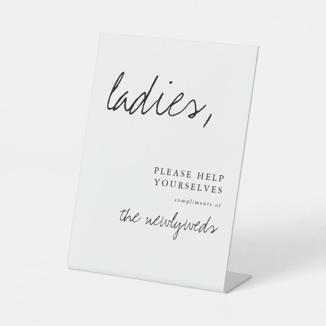 Ladies Modern Wedding Bathroom Basket Sign (Front)
