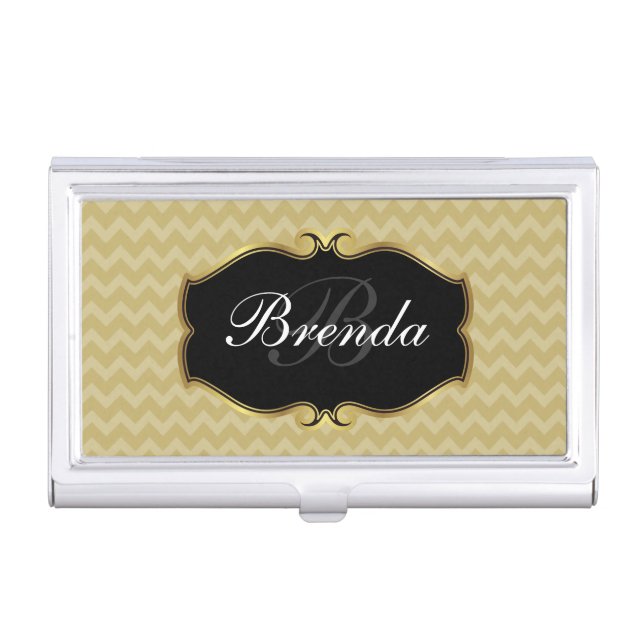 Ladies Monogram Initial With Classy Emblem Case For Business Cards (Front)