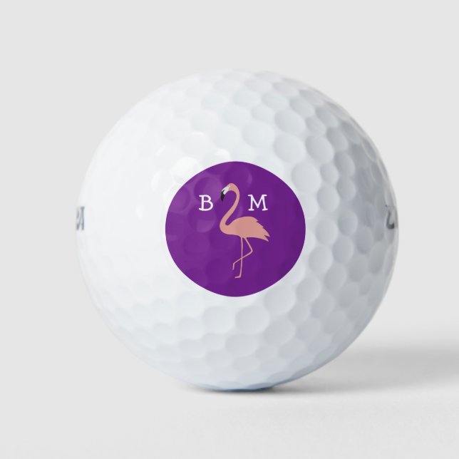Ladies Monogram Pink Flamingo Theme Golf Balls (Front)