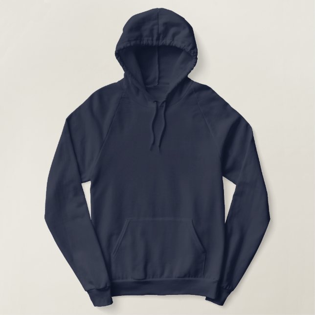 Ladies Navy Blue Fleece Pullover Hoodie (Design Front)
