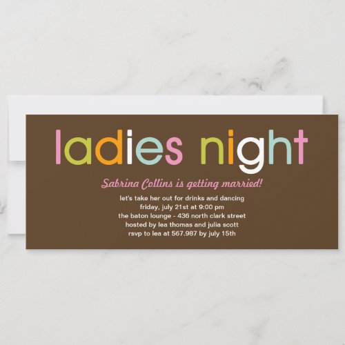 Ladies Night Bachelorette Party Invitation