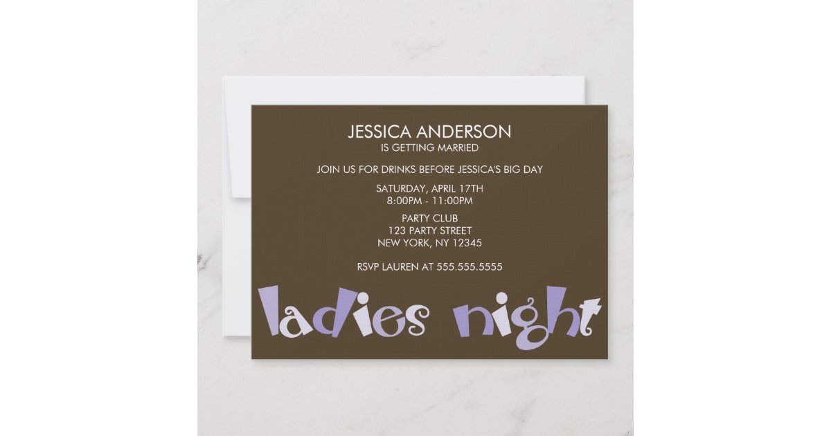 Ladies Night Bachelorette Party Invitations | Zazzle