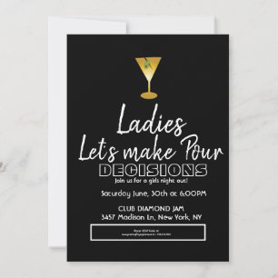 Ladies Night Birthday cocktail martini Invitation