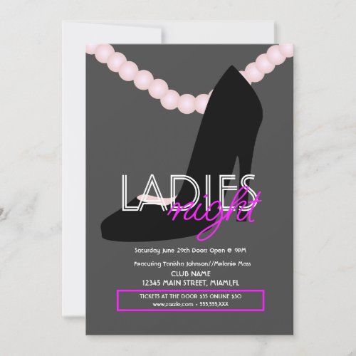  Ladies Night Club Bar Heel Pearls Flyer Invitation
