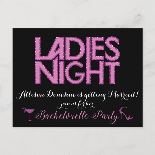 Ladies Night invitation design Postcard (Front)