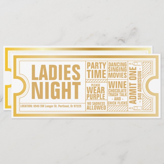 Ladies Night Invitation - Fully customizable text (Front/Back)