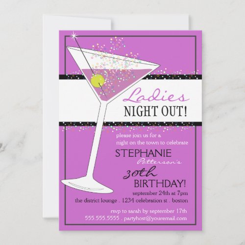 Ladies Night Out Martini Birthday Celebration Invitation
