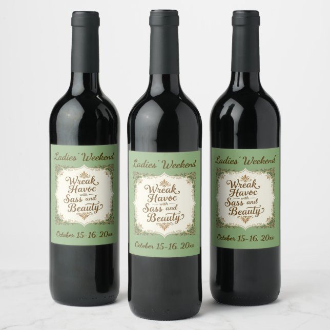 Ladies' Night Snarky Wreak Havoc Sass Wine Label (Bottles)