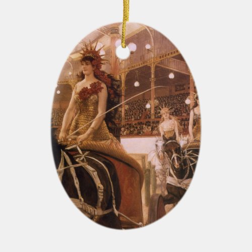 Ladies of the Cars aka Circus by James Tissot Ceramic Ornament