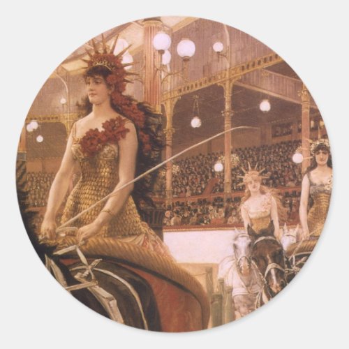 Ladies of the Cars aka Circus by James Tissot Classic Round Sticker