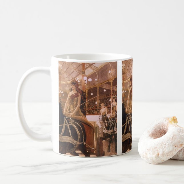 Ladies of the Cars (aka Circus) by James Tissot Coffee Mug (With Donut)