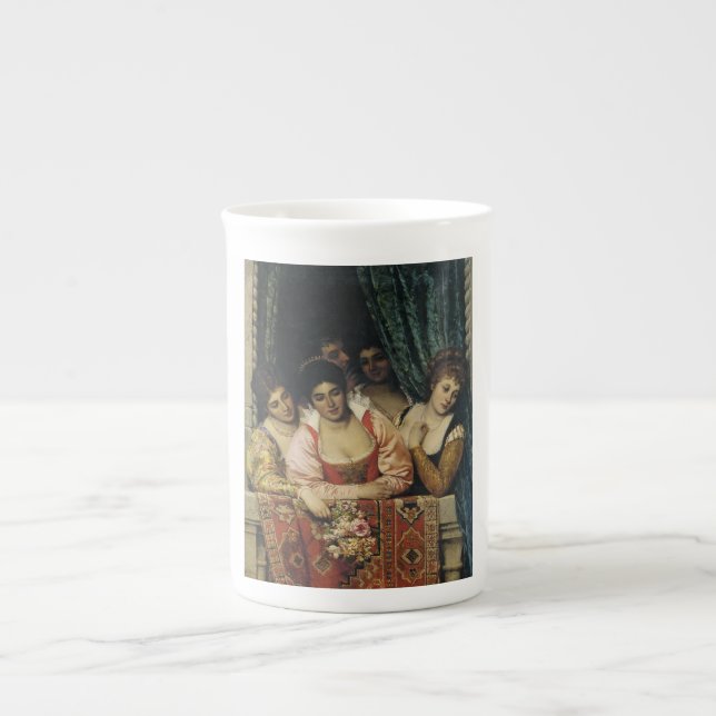 Ladies on a Balcony during the Italian Renaissance Bone China Mug (Front)
